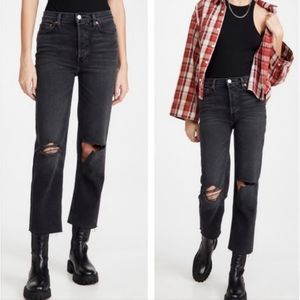 NWT Re/done 70s stove pipe jeans, black wash, size 32
